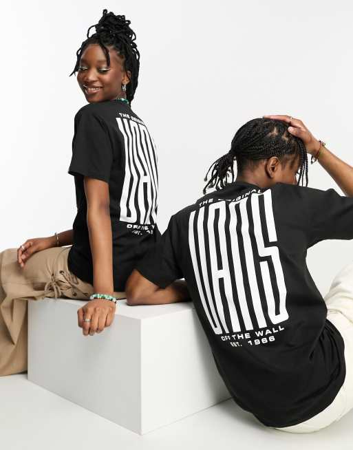 Vans - Uniseks T-shirt met uitgerekte print op de achterkant in zwart