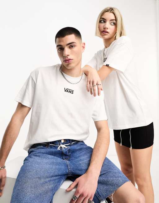 Vans unisex center drop t-shirt in white | ASOS