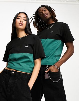 Vans Unisex colourblock tshirt in black and green Exclusive at ASOS