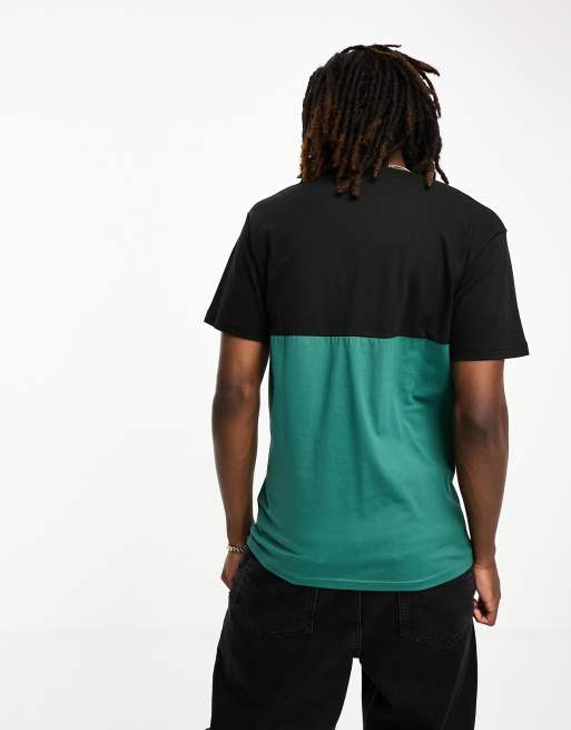 バンズ Vans Unisex colourblock tshirt in black and green Exclusive