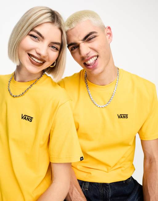 Vans unisex left chest logo t shirt in mustard ASOS