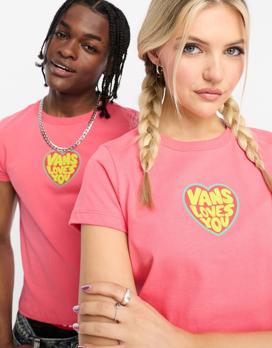 Vans unisex love is kind print t-shirt in pink-Orange