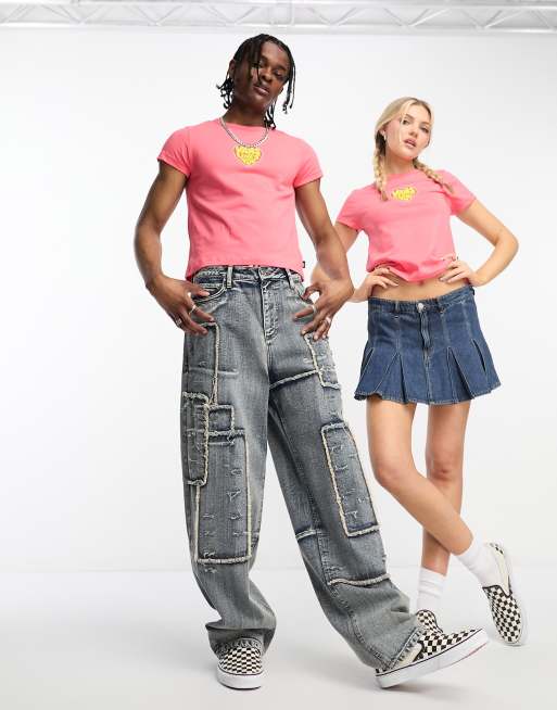 Pink Graphic Tee & Baggy Jeans Outfit Set L/XL / 2XL/3XL