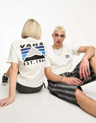 Vans Vans unisex Mountain back print tshirt in cream Exclusive at ASOS-White