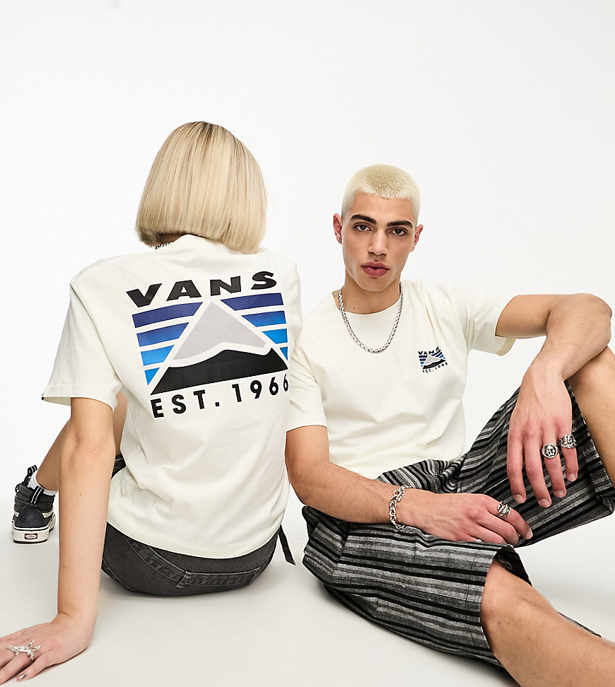 Vans unisex Mountain back print tshirt in cream Exclusive at ASOS-White