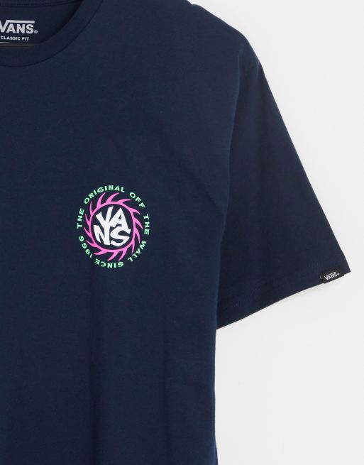 Vans unisex summer camp back print t-shirt in navy | ASOS