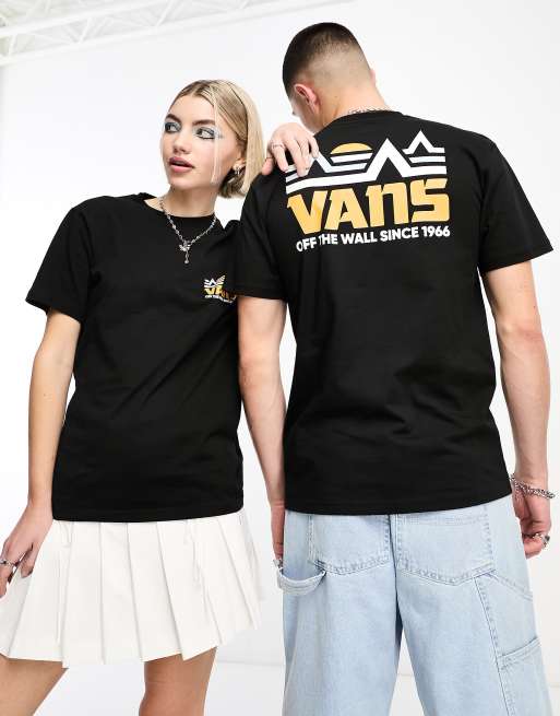 Vans – Unisex-T-Shirt in Schwarz mit Bergprint auf dem Rücken