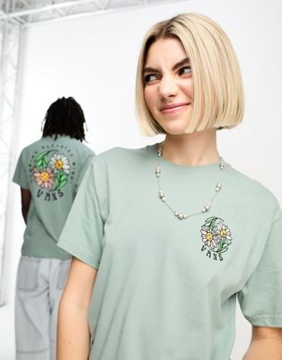 Vans unisex t-shirt with elevated minds back print in green