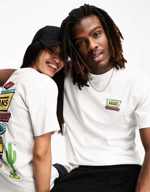 Vans unisex t-shirt with motel back print in white | ASOS