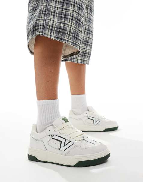 Vans Upland chunky leather sneakers in white and dark green - view 1