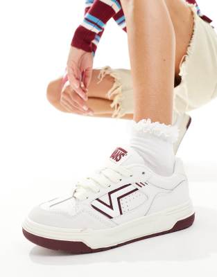 Vans Vans upland chunky leather trainers in white and burgundy-Red