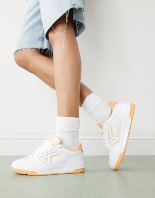 Vans Vans upland chunky leather trainers in white and orange