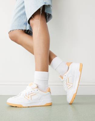 Vans upland chunky leather trainers in white and orange