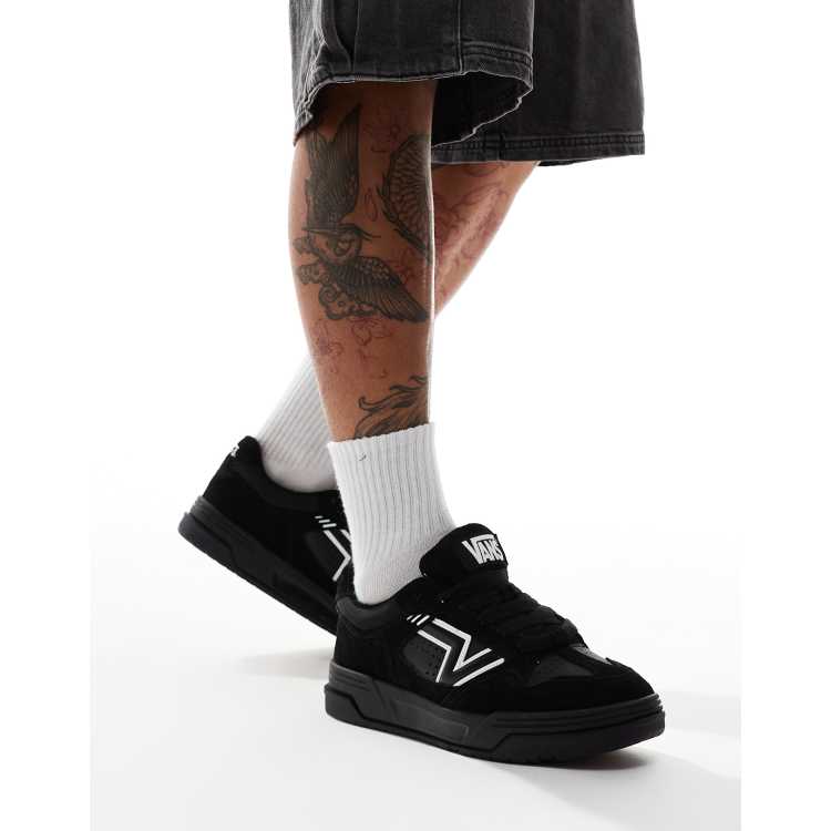Vans Upland chunky suede sneakers in black with white detailing ASOS