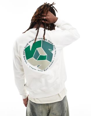 Vans Vans v back print crew sweatshirt in off white