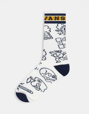 Vans Varisty crew socks in white and navy