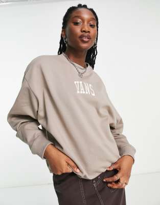 Vans Varsity relaxed cropped sweatshirt in brown Exclusive at ASOS
