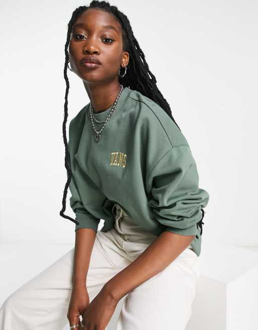 lanzador Convencional brindis Vans Varsity sweatshirt in green Exclusive at ASOS | ASOS