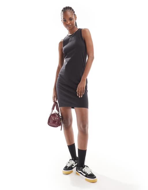 vans Strange varsity tank mini dress with tonal logo in black ClassicfuncenterShops vans Strange Old Skool