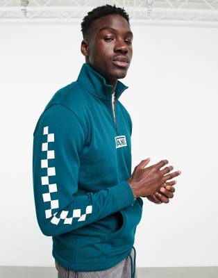 Vans Versa Standard central logo quarter zip sweatshirt in teal - ASOS Price Checker