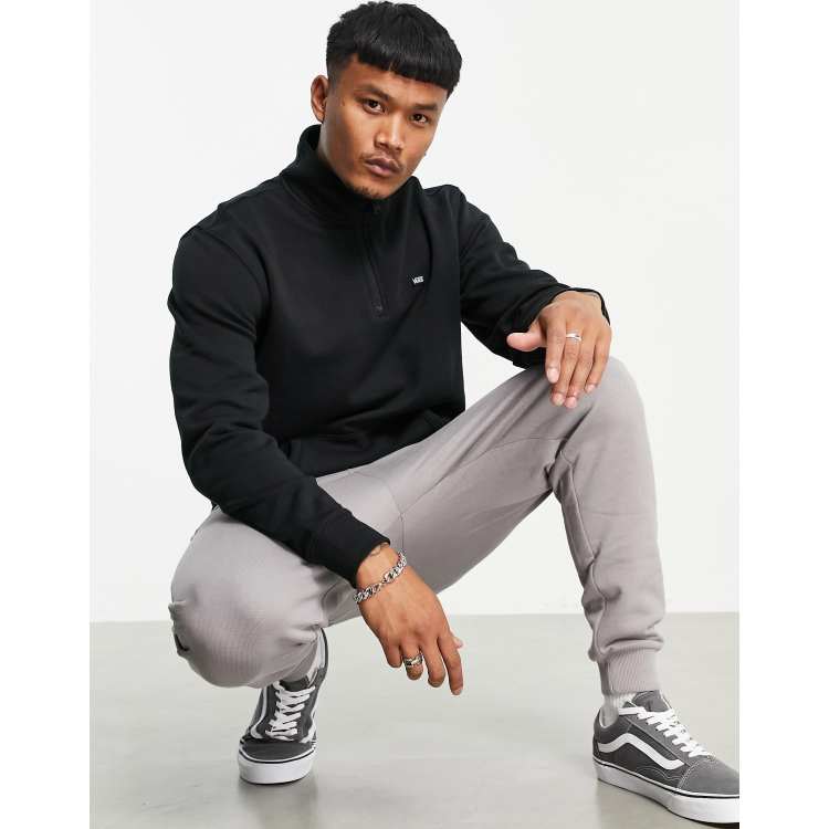 Vans – Versa Standard – Sweatshirt in Schwarz mit kleinem Logo und kurzem  Reißverschluss | ASOS