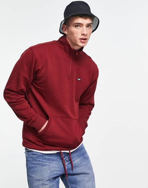 Vans – Versa Standard – Vinröd sweatshirt med 1/4-lång dragkedja