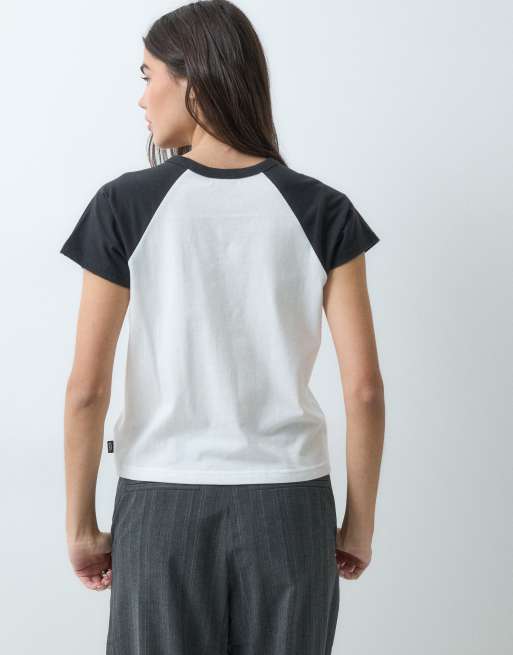 Vans verziertes Raglan-T-Shirt mit kurzen Ärmeln in Weiß, 3 von 5