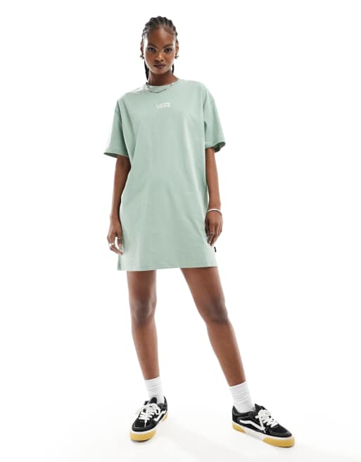 Vans Vestito T shirt verde chiaro con logo centrale ASOS