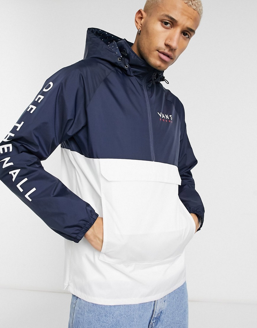 VANS VICTORY ANORAK JACKET IN WHITE/BLUE,VN0A4RPXK9T
