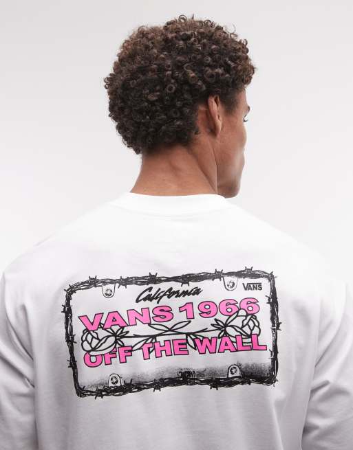 Vans – Vit t-shirt i oversized fit med taggtrådstryck