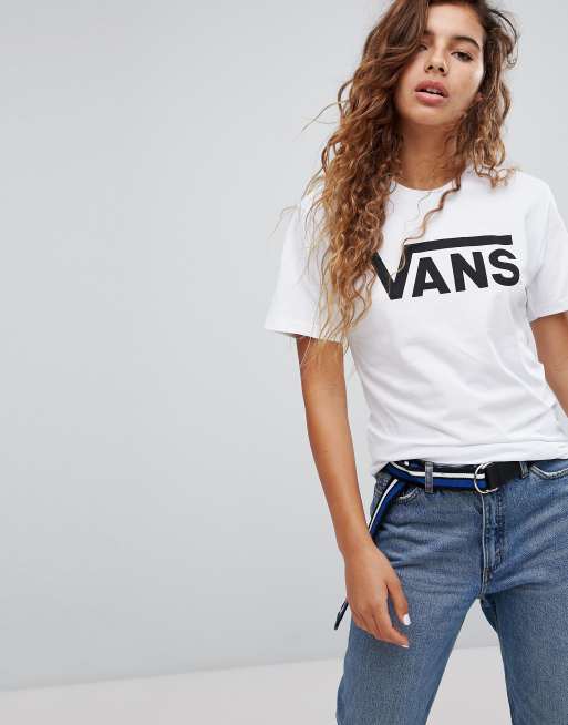 Vans – Vit T-shirt med logga i oversize-modell