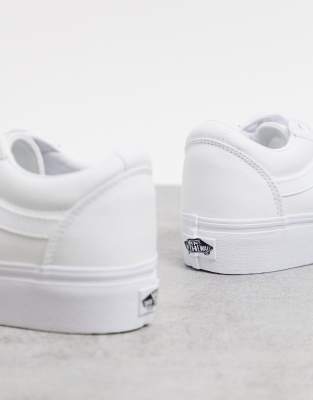 vans ward canvas platform trainers in white