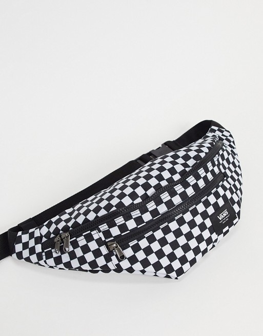 Vans Ward Cross checkerboard bum bag in white and black