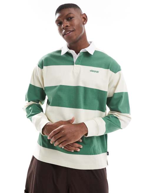 Vans - Ward - Gebreid gestreept rugbyshirt met lange mouwen in fairway/citroengeel