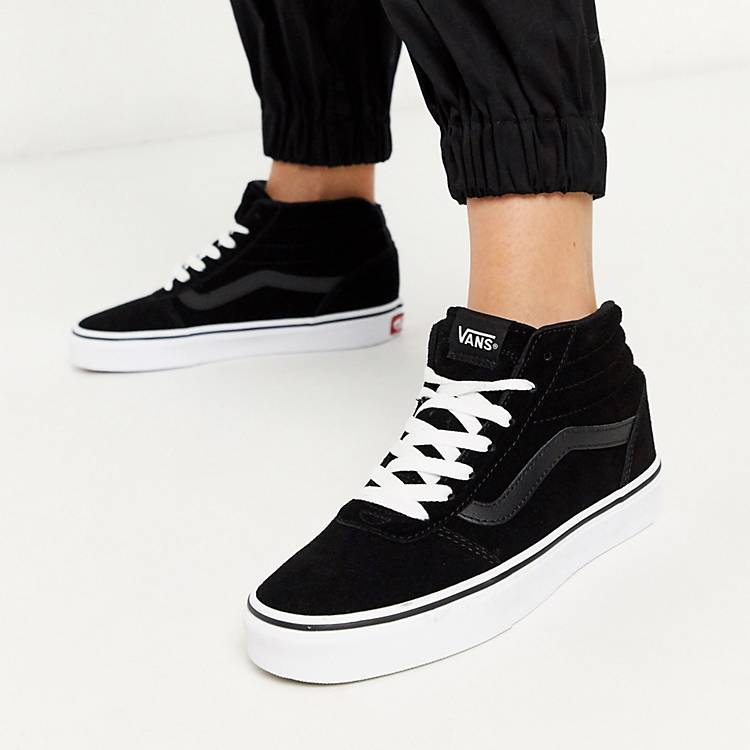 Vans Ward high tops suede sneakers in black & white | ASOS