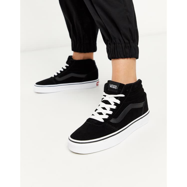 Vans Ward high tops suede sneakers in black & white | ASOS