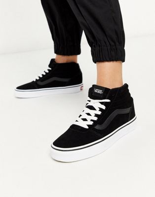 high top vans black and white