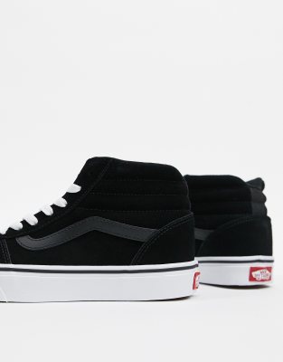 vans ward high tops suede trainers in black & white