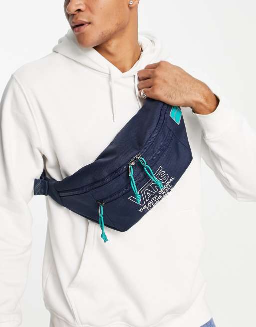 Sac Banane Nautica - Bleu Marine Et Jaune, Compartiment Principal Spacieux, Sangle Réglable