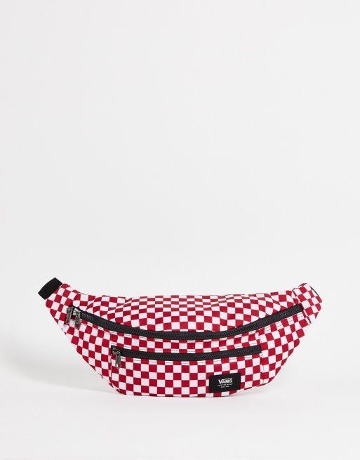 Vans Ward Sac banane motif damier Rouge et blanc