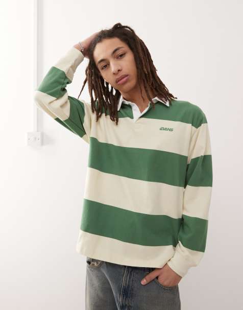 Vans Ward striped rugby top in green and yellow - view 1