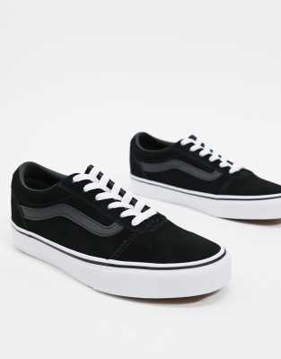 suede vans black and white