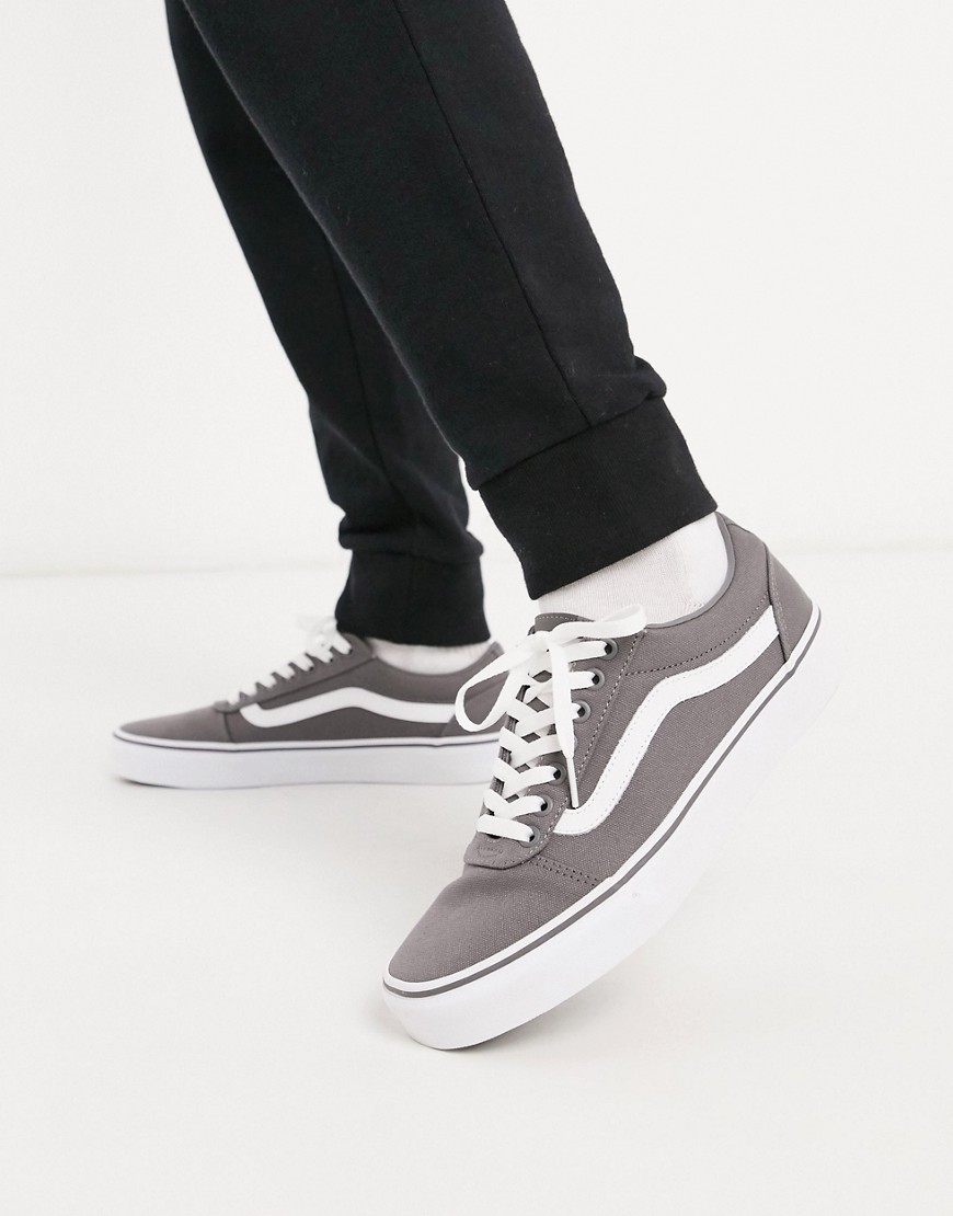 Vans – Ward – Vita och mörkgrå sneakers i canvas