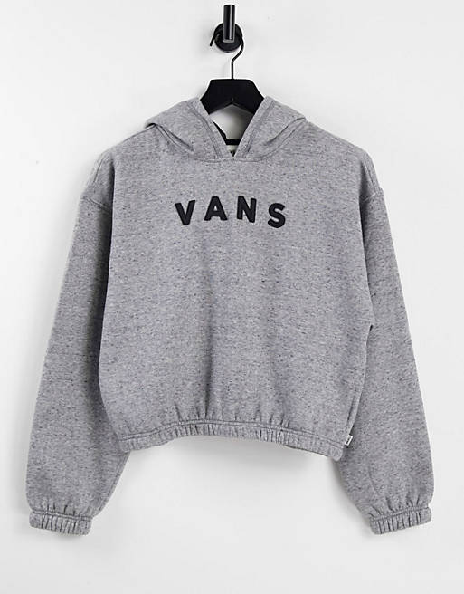 Vans Well Suited crop fleece hoodie in grey