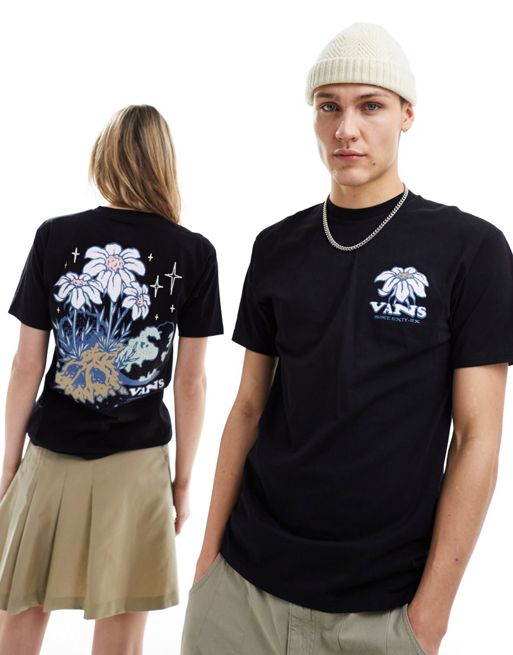 Vans - What's Inside - Sort T-shirt med blomsterprint på ryggen