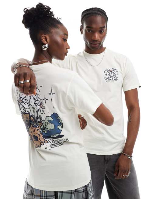 Vans – What's Inside – T-shirt w kolorze złamanej bieli z motywem kwiatów na plecach