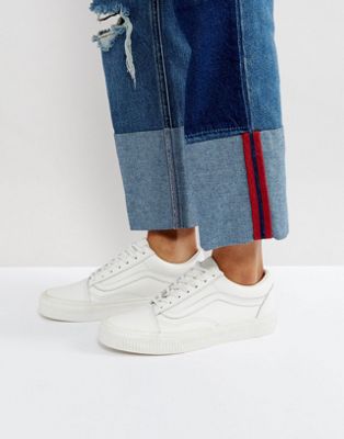 vans leather old skool trainers in white