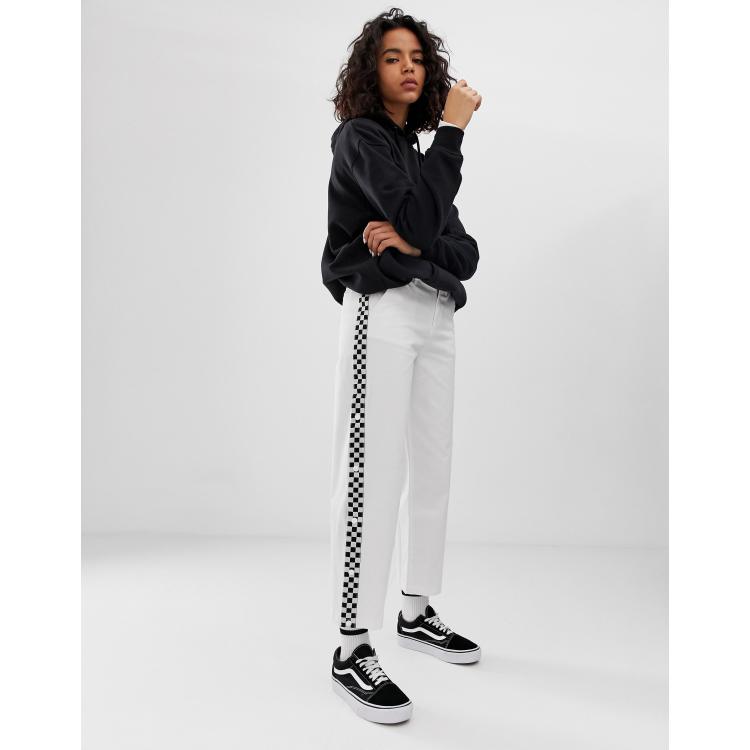 NEW VANS Women's Black White CHECKERBOARD Track Lounge Pants Pant 0 2 XS  $60