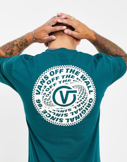 Vans – Wind Up – T-Shirt in dunklem Blaugrün mit Print hinten 