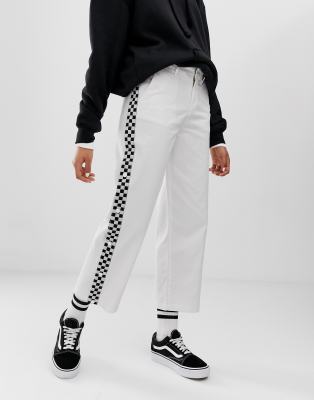 Vans - Witte broek met ruitbies en wijde pijpen | ASOS